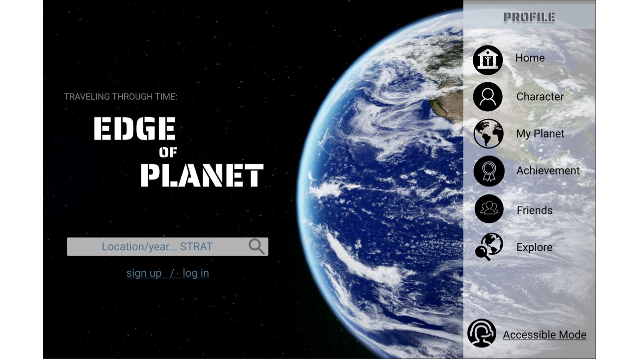 Edge of Planet home screen